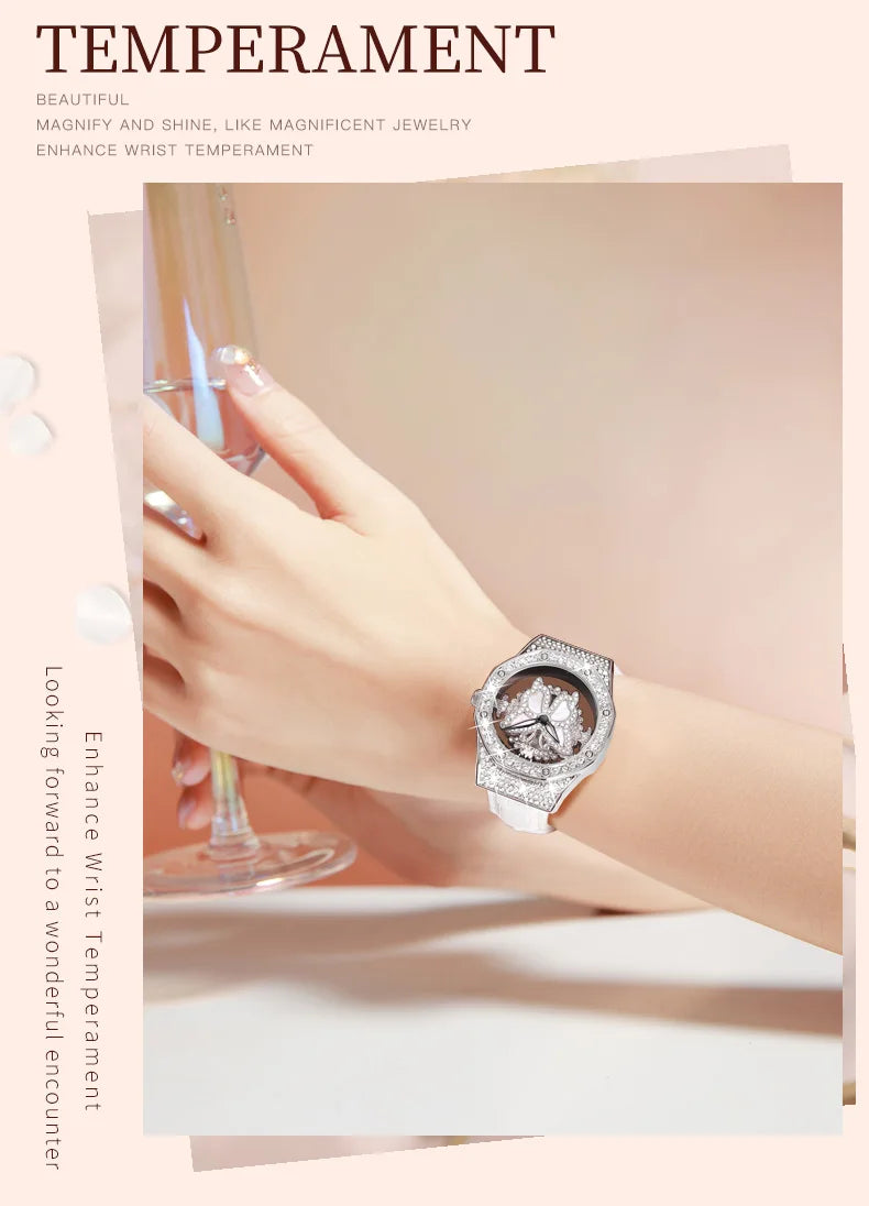 OLEVS 9996 Watch Elegant  Luxury Woman Skeleton Quartz Watch Scale Waterproof Luminous Diamond Dial Ladies Watch Gifts Original