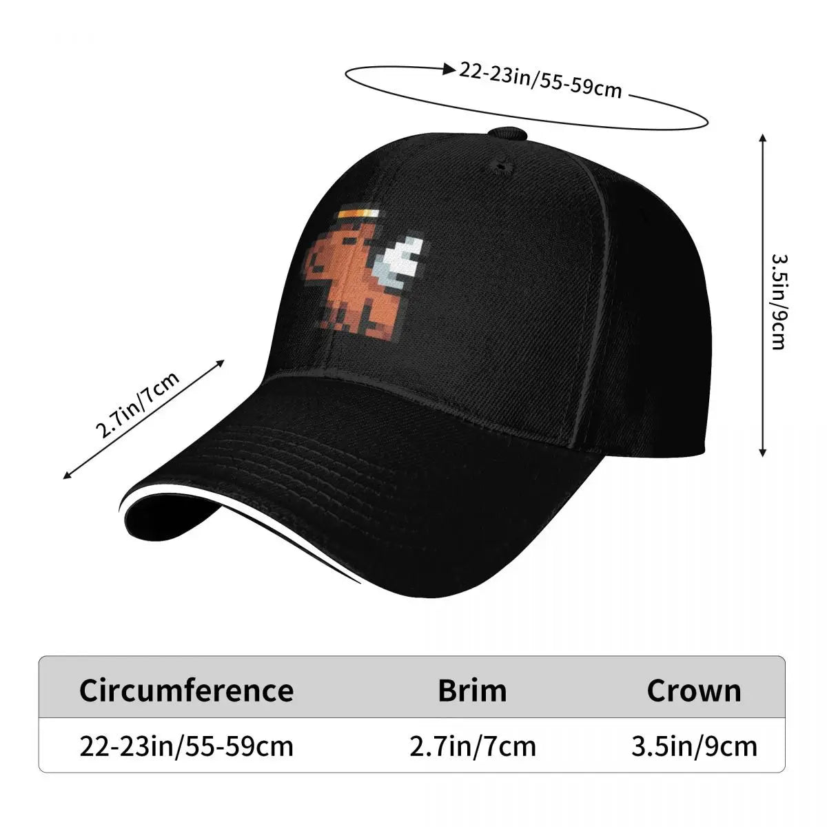 Smol Pixel Capybara - Angel Baseball Cap beach hat Golf Hat luxury woman cap New Hat Girl Men's