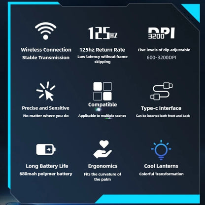 2025 Ny SC300 trådlös 2.4G gamingmus RGB 3200dpi uppladdningsbar tyst mekanisk e-sportmus för stationär dator och laptop