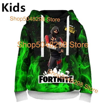 Sweatshirt com capuz para homem e mulher com estampado 3D Battle Royale Fortnite Victory — hoodie streetwear com capuz para rapazes e raparigas