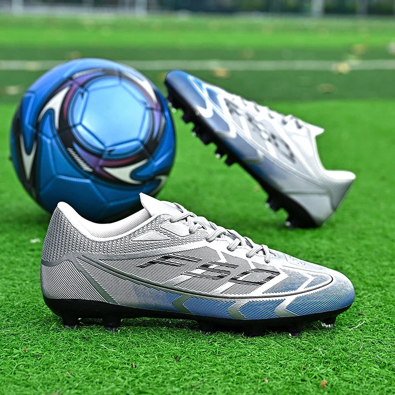 Chaussures de football populaires à tige basse FG/TF, unisexe, pour terrain, entraînement rapide, crampons antidérapants à crampons longs