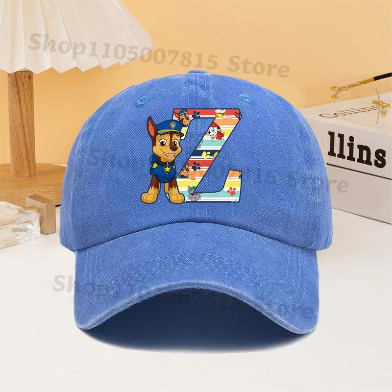 Paw Patrol Fashion Baseball Cap for Men Women Cartoon Letter A-Z Printed Peaked Caps Male Female Summer Hip Hop Sunshade Hat