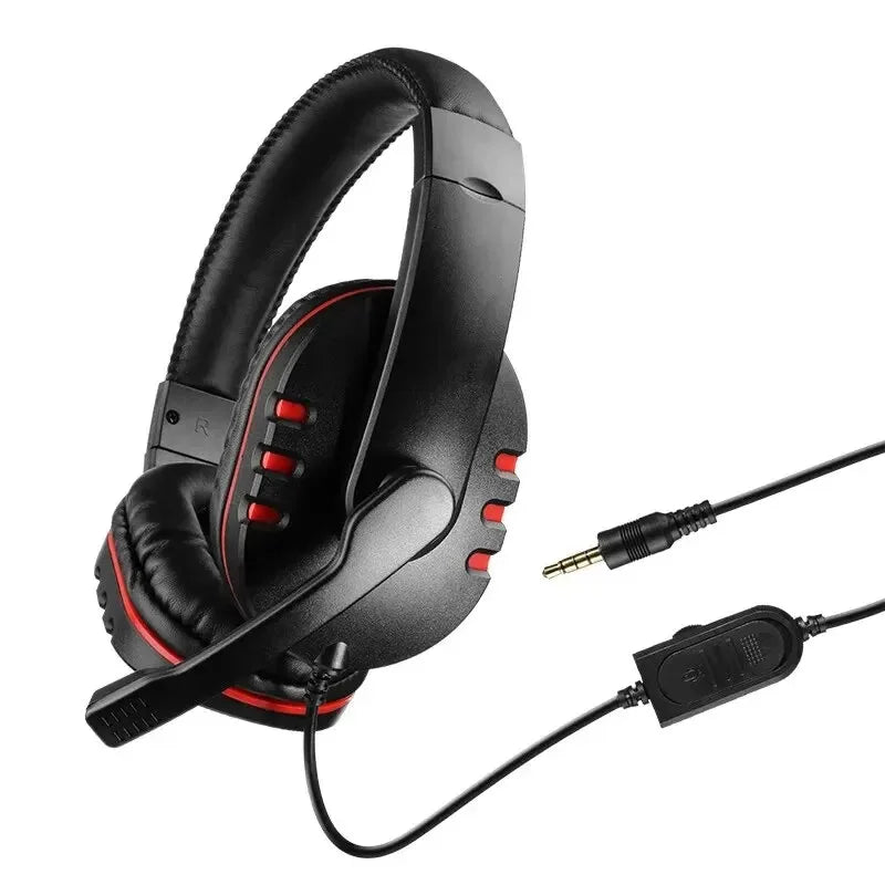 Casque gaming filaire avec éclairage, microphone réglable, son surround stéréo, coussinets auriculaires doux, pour PC, ordinateur portable et téléphone