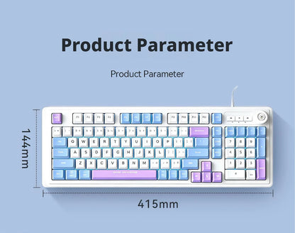 Wired Gaming Keyboard Mechanical Feel with Rotary Knob Three Color Mixed Backlit for PC Desktop Laptop Computer Accessories