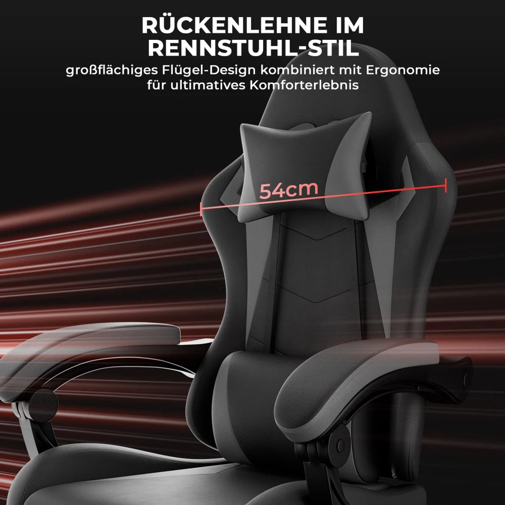 Gaming Chair Ergonomic Gaming Chair with Lumbar Support and Headrest, Gamer Chair Height Adjustable