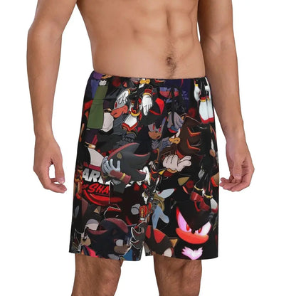 Custom Shadow The Hedgehog Sonic Poster Short Pajama Pants Men Sleepwear Sleep Lounge Bottom Shorts Sleeping Pants