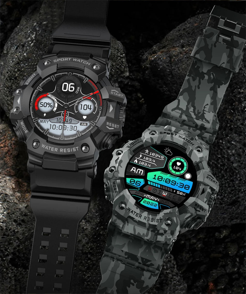 New Military Sports Smart Watch Men 100+ Sports Outdoor Fitness Compass Heart rate BT Call Waterproof Smartwatch For iOS Android