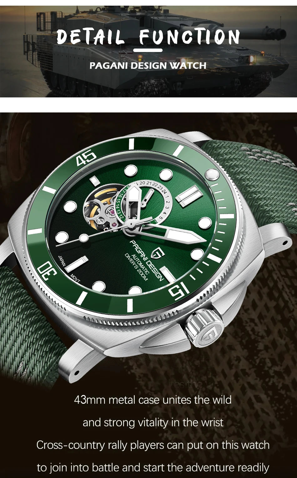 PD1736 PAGANI DESIGN 2025 Men Automatic Mechanical Watches Casual Fashion Sapphire Stainless Steel Diving TMI NH39 Reloj Hombre