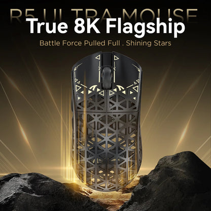 ATTACK SHARK R5 Ultra Carbon Fiber trådløs 8K gamingmus 39g SUPERLIGHT, PixArt PAW3950MAX gamingsensor, 8000Hz trådløs polling