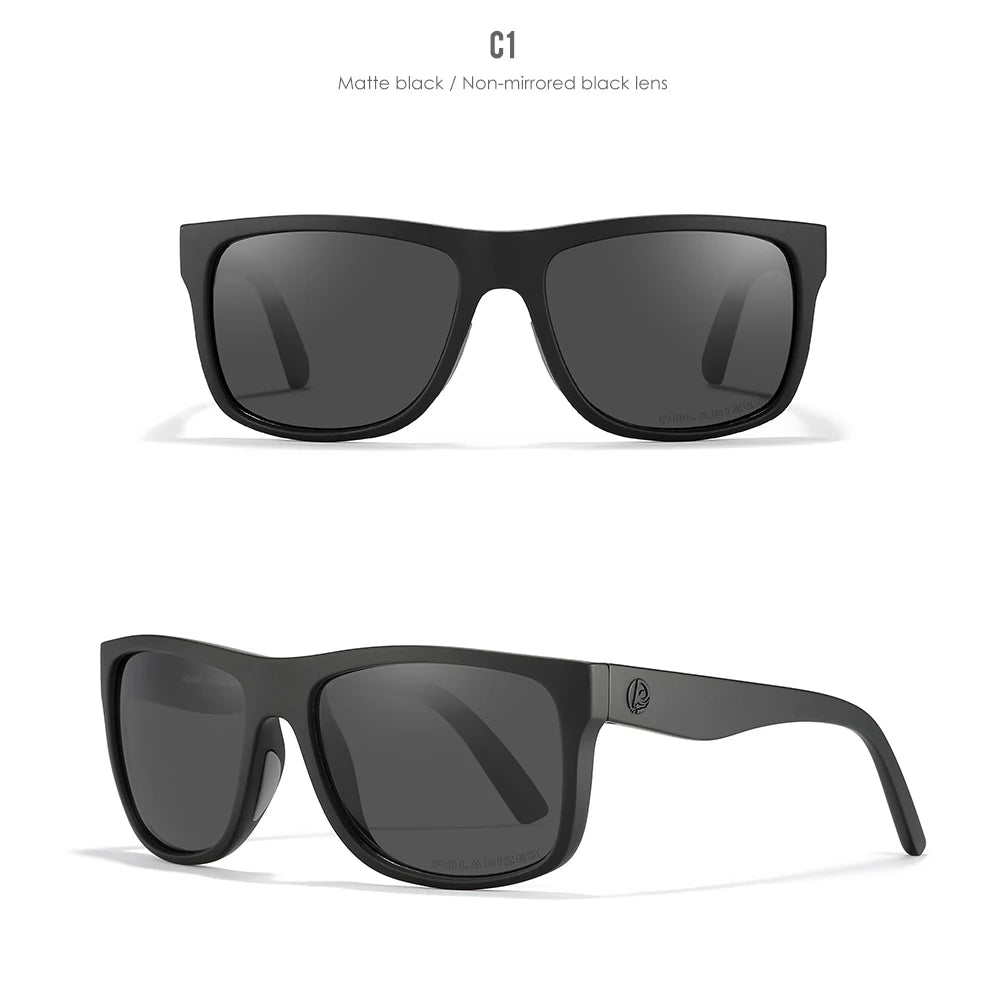 KDEAM Polarized Sunglasses Men Sports Tridimensional Brand Logo TR90 Square Sun Glasses All Black With Zipper Case KD0721
