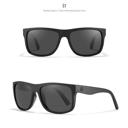KDEAM Polarized Sunglasses Men Sports Tridimensional Brand Logo TR90 Square Sun Glasses All Black With Zipper Case KD0721