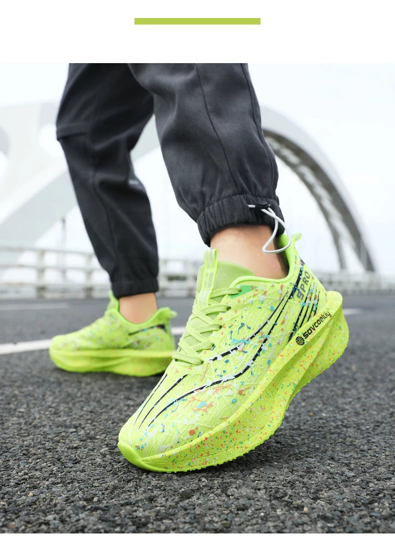 Men Running Shoes Carbon Board Marathon Cushion Mens Sports Breathable Lightweight Women Comfortable Athletic Nonskid Sneakers