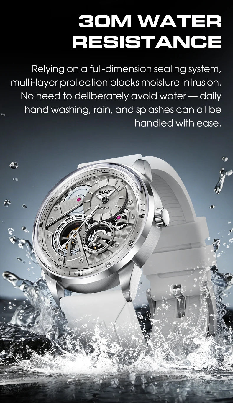 MARK FAIRWHALE Men’s Luxury Automatic Mechanical Watch  46mm Stainless Steel Business Wristwatch