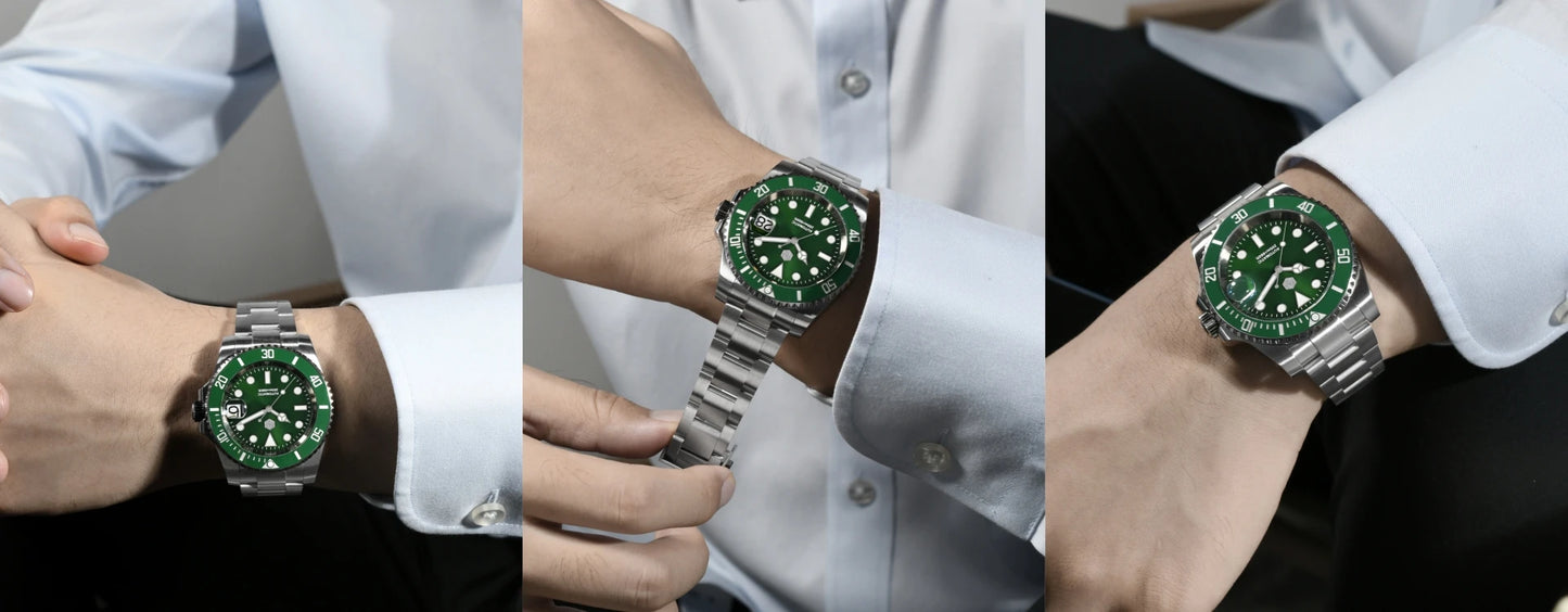 San Martin 40mm Water Ghost PT5000 Automatic Men Diving Watch Business Mechanical Sapphire Waterproof 20Bar Luxury BGW-9 SN0017D