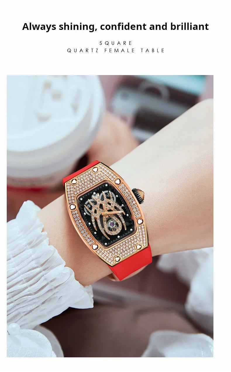 HANBORO Spider Collection Spider Ruby and Diamond Crafted Luminous Full Diamonds Luxury Women's Watch