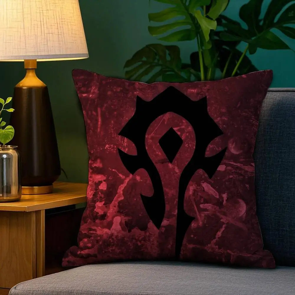 Warcrafts of World W-WOW Game Pillow Case Plush Fabric Soft Double Sided Print Sofa Cushion Cover Throw Pillow Covers