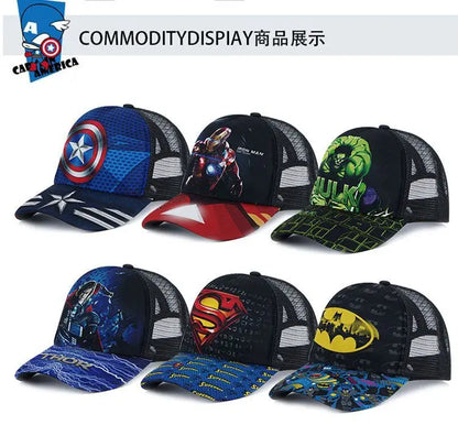 Marvel Avengers Hat Outdoor Sports Baseball Cap Spider-Man Iron Man Cartoon Animation Beach Sun Hat Peaked Hat Children's Gift