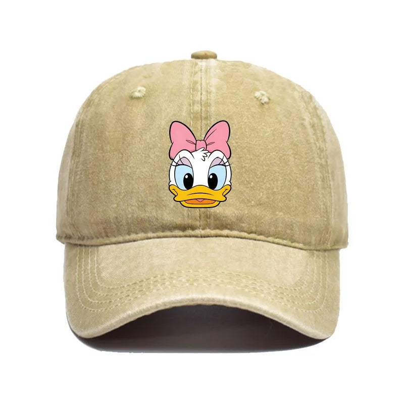 Unisex Vintage Washed Mickey Minnie Print Baseball Cap for Men Women Cartoon Trucker Hat Adjustable Snapback Casual Hip Hop Hat