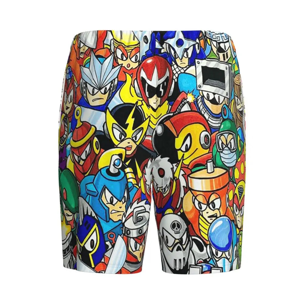 Custom Megaman Video Game Mega Man Short Pajama Pants Men Sleepwear Sleep Lounge Bottom Shorts Sleeping Pants