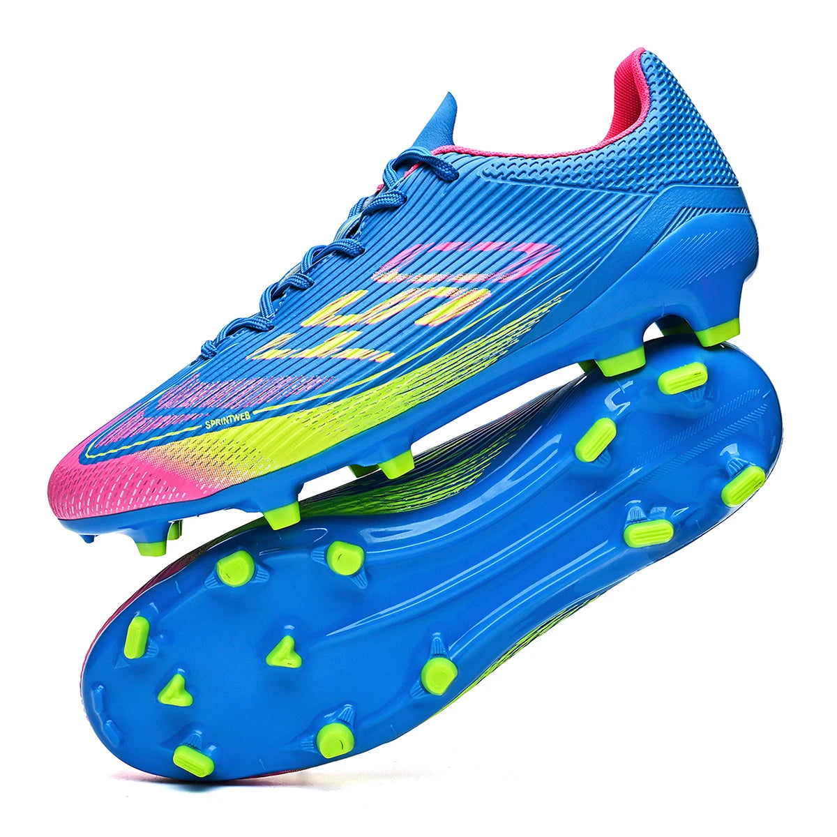 Chaussures de football pour hommes, modèle AG FG hybride, semelle extérieure en caoutchouc résistant à l’usure, tige en PU respirant, idéales pour les matchs sur gazon naturel.