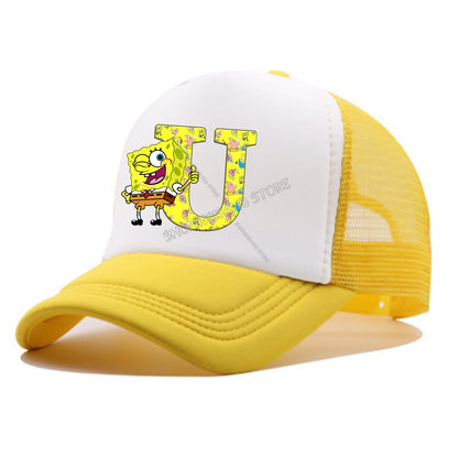 Spongebobs Baseball Cap for Kids Adult Cartoon Letter Mesh Cap Kawaii  Peaked Hat Yellow Summer Cap Girls Boys Accessories Gift