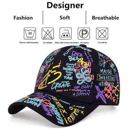 Fashion Graffiti Printing Baseball Cap Outdoor Cotton Casquatte Hat Men Women Summer Sun Hats Adjustable Hip Hop Caps