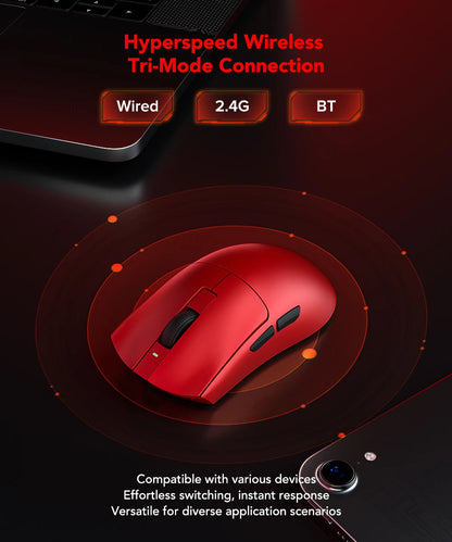 Геймърска мишка KYSONA Jupiter Series – жична/безжична мишка, 8Khz, сензор PAW3950, Bluetooth, 46g, презареждаема, уеб драйвер, за PC и лаптоп