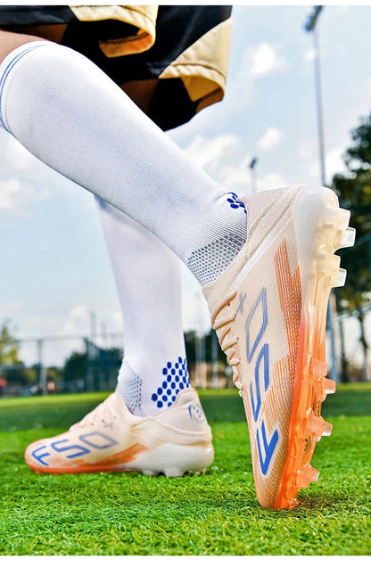 Sapatilhas de Homem Novas com Pitons para Relva, Ténis de Futebol de Alta Qualidade, Chuteiras de Futsal Antiderrapantes para Interior, Modelo Cano Alto para Exterior Mais Vendido