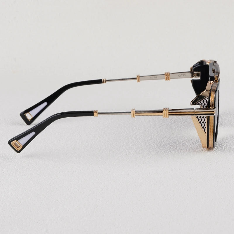 Gto Square Alloy Thick Frame Gradient Sunglasses for Men and Women High Quality Brand Designer uv400 Outdoor Trendy Eyeglasses