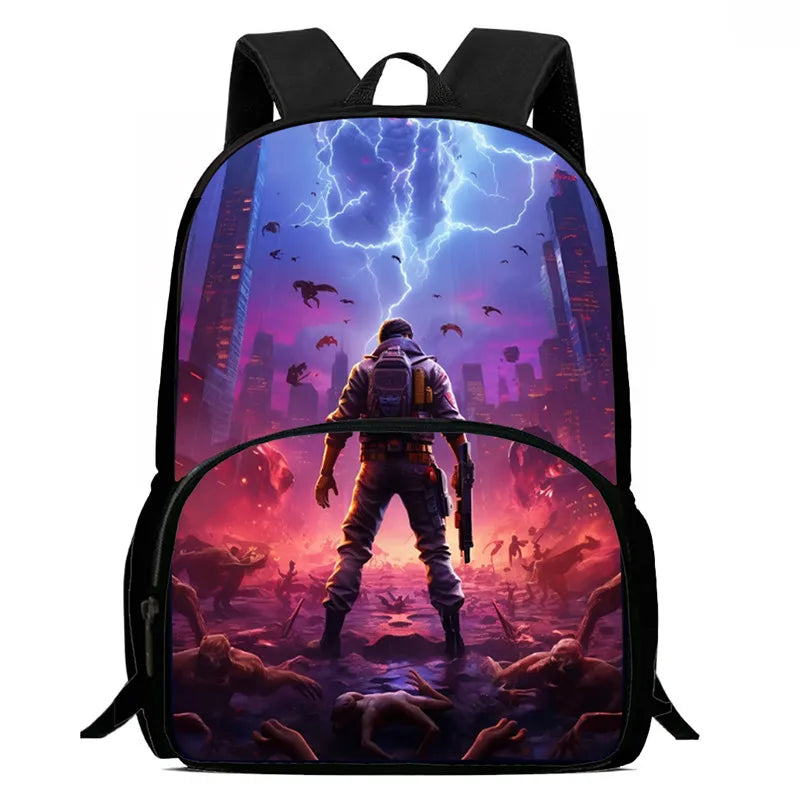 15-инчова Fortnite раница с анимационен дизайн, унисекс, за момчета и момичета, с преден джоб, лека ученическа раница с голям капацитет