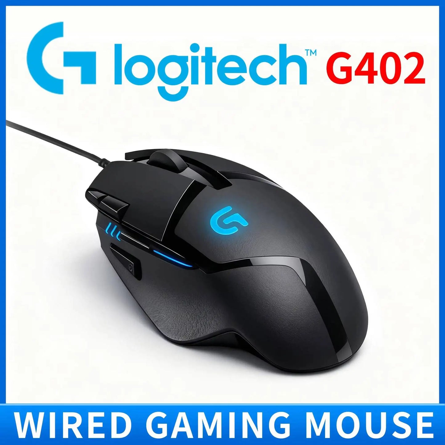 „Logitech G402“ žaidimų pelė su „Fusion Engine“ technologija, 4 DPI nustatymais, 32 bitų procesoriumi ir neslystančia danga profesionaliam konkurenciniam žaidimui