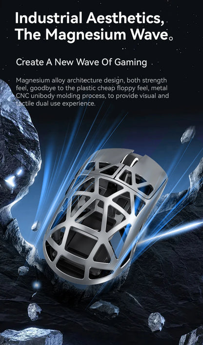 Attack Shark R2 vezeték nélküli gamer egér PAW3950 8K, könnyű magnéziumötvözet gamer egér, Bluetooth tri-mode kapcsolattal játékhoz/irodai használatra