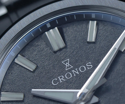 Cronos Men Watch 39mm Automatic Miyota 9015 Movement Wristwatches White Dial Birch Pattern Solid Links Sapphire 10 ATM L6040M