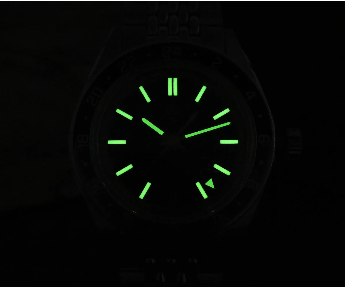 San Martin 39.5mm Limited Edition Full Lume Dial Automatic Mens Watch NH34 GMT 6H Date 10Bar Luxury Kol Saati SN0116W