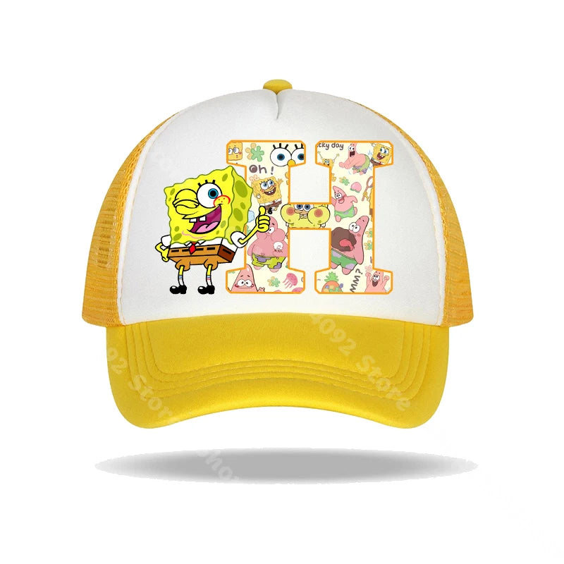 SpongeBob SquarePants basebollkeps för barn och vuxna med bokstavstryck, solhattar, anime, tecknad film, justerbara kepsar med skärm, sommarhattar, vardagshattar, ny