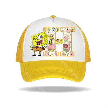 SpongeBob SquarePants basebollkeps för barn och vuxna med bokstavstryck, solhattar, anime, tecknad film, justerbara kepsar med skärm, sommarhattar, vardagshattar, ny
