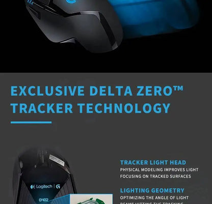 „Logitech G402“ žaidimų pelė su „Fusion Engine“ technologija, 4 DPI nustatymais, 32 bitų procesoriumi ir neslystančia danga profesionaliam konkurenciniam žaidimui