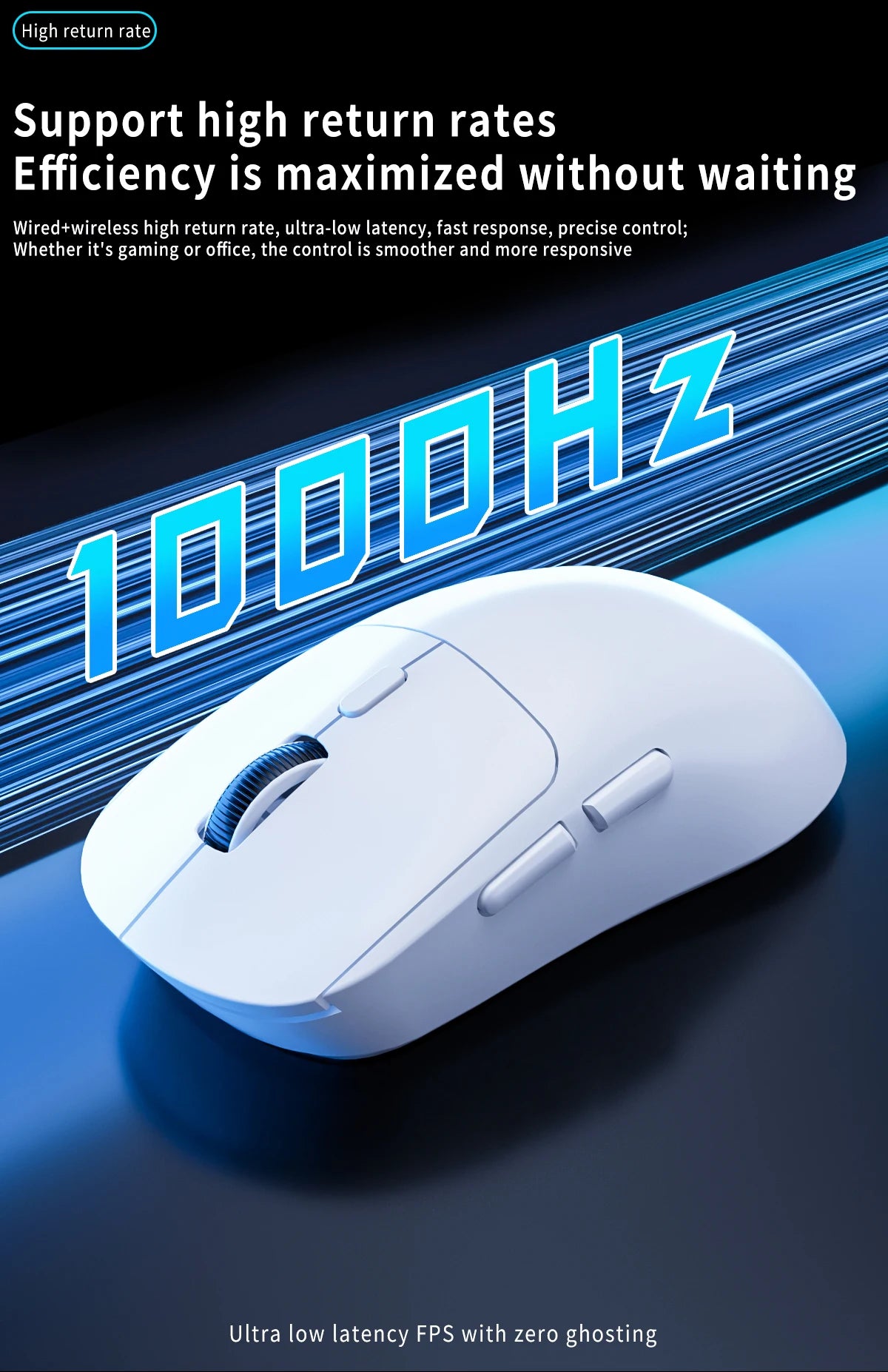 Геймърска Bluetooth мишка, презареждаема Gamer Paw3395, лека ергономична безжична мишка за Esport