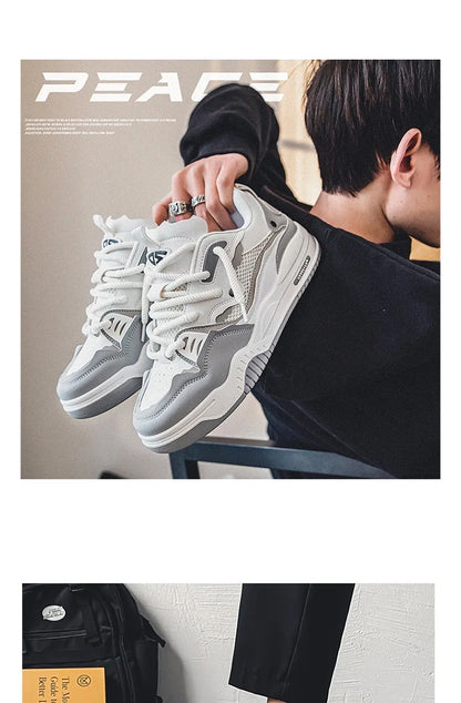 New Mesh Men's Casual Sneakers Comfortable Male Running Shoes for Men Lace-up Platform Skateboard Shoes Student Sports Sneakers
