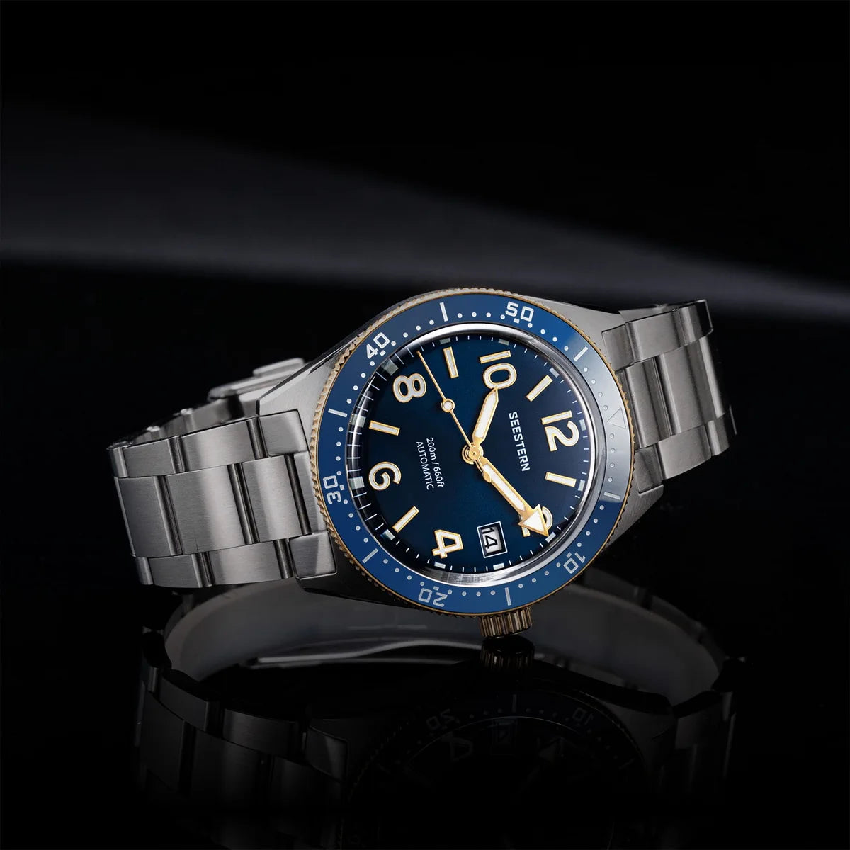 SEESTERN Diver Men's Watch Automatic Mechanical Wristwatches NH35 Movement Ceramic Bezel 20Bar Waterproof Sapphire Luminous S434-2