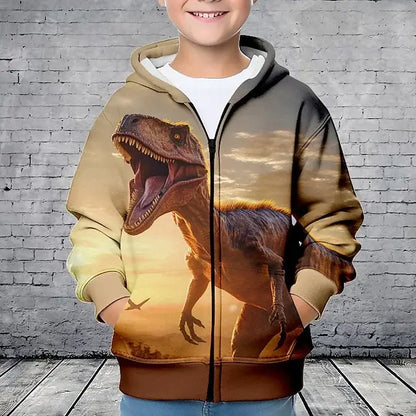 Produit gaming premium Fraquane, Hoodies Animal Dinosaurs 3D Printed Zipper Sweatshirts Boys Girls Sweatshirts Children Fashion Long Sleeve Oversized Hoodie Coat.