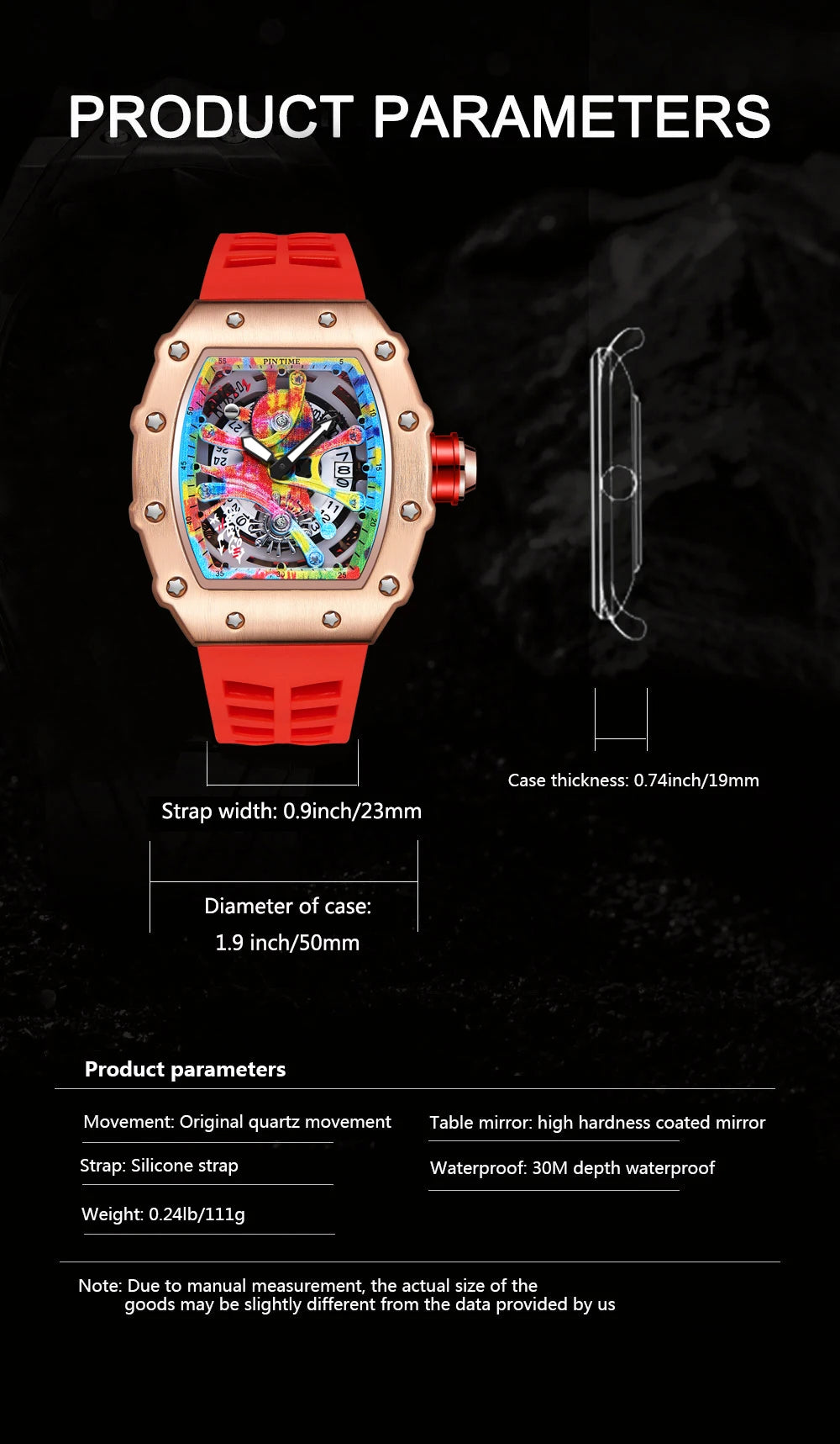 Luxury Men Watch Tonneau Fashion Men Quartz Watches Classic Graffiti Dial Auto Date Waterproof Sport Wristwatches Clock reloj
