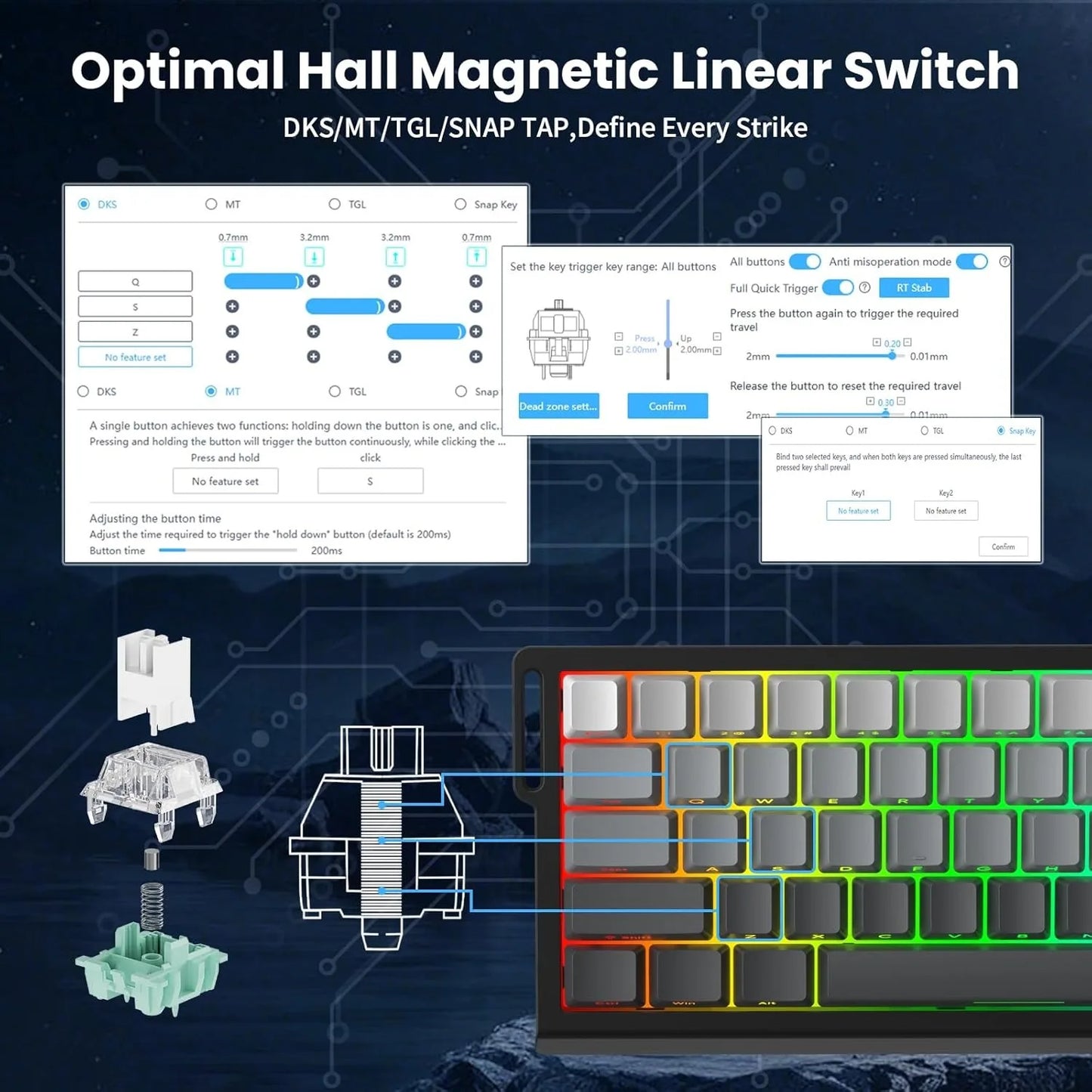 ATTACK SHARK X68 HE 8000Hz Rapid Trigger Keyboard 0.01mm RT Accuracy RGB Wired Gaming Keyboard with Magnetic Switch  for PC/Mac