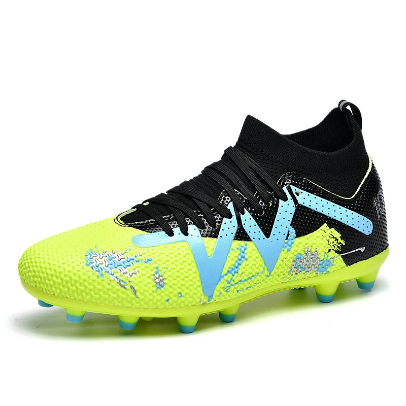 AG/FG Long Studs Soccer Shoes, PU Fabric Mixed Upper, TPU Sole Wear-Resistant Anti-Slip, Men Women Kids Youth Outdoor Sports