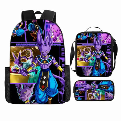 Dragon Ball 3Pcs/Set Backpacks Goku Vegeta Cartoon Print Lunch Bag Pencil Bags Student Casual School Bags Return To School Gift