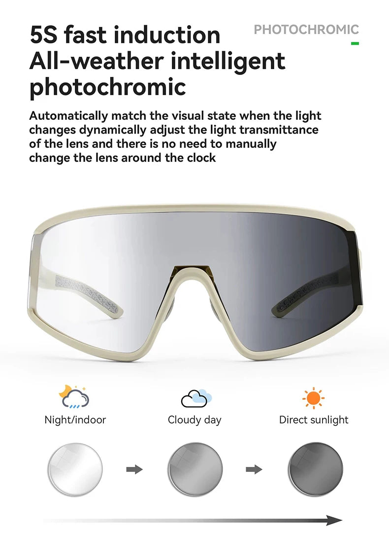 ROCKBROS Cycling Glasses Polarized Photochromic Anti-Fog Sunglasess Windproof Goggles Sport MTB Road Bike Shades