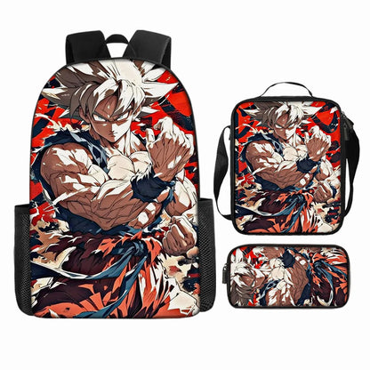 Dragon Ball 3Pcs/Set Backpacks Goku Vegeta Cartoon Print Lunch Bag Pencil Bags Student Casual School Bags Return To School Gift
