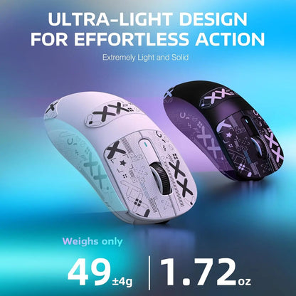 ATTACK SHARK X3 lätt trådlös gamingmus, 49g Tri-Mode, PAW3395 26K DPI-sensor, 200h batteritid, 5 programmerbara knappar