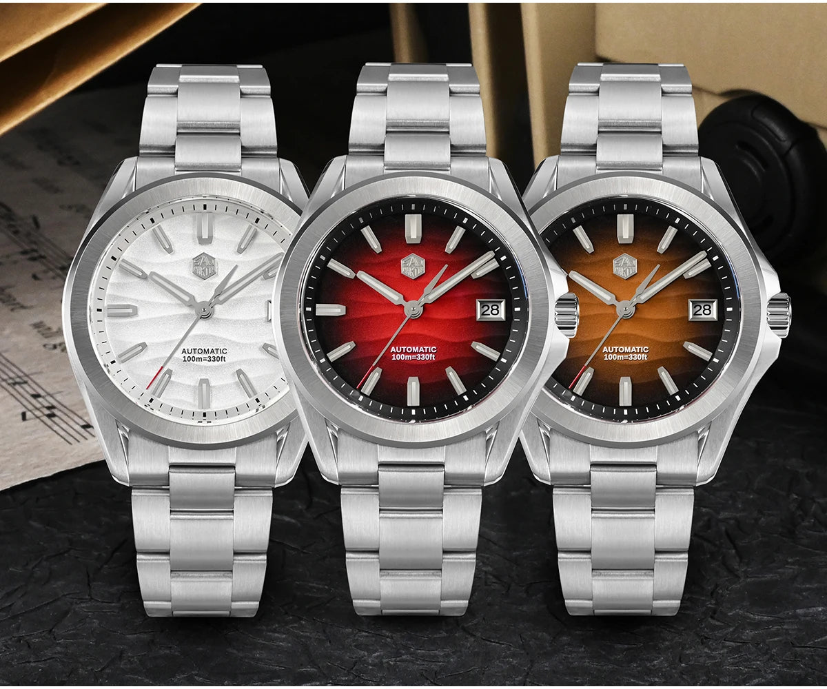 San Martin New Gada Watch 39mm Desert Texture Men Dress Watch NH35 Automatic Mechanical Sapphire Waterproof 100m Luminous SN0129