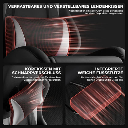 Gaming Chair Ergonomic Gaming Chair with Lumbar Pillow and Headrest, Gamer Chair Height Adjustable, Pc Chair for Adults Girls Boy, Black and White